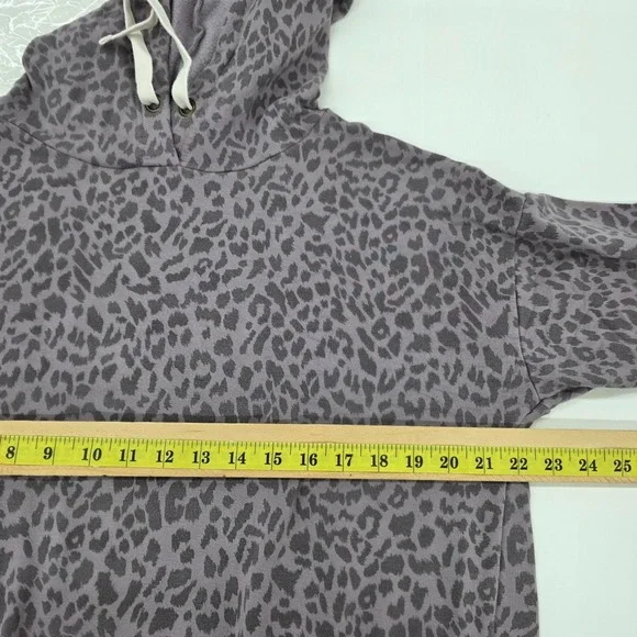 Womens M Purple Leopard Print Hoodie Casual Cozy Streetwear Layering Top - Picture 10 of 13